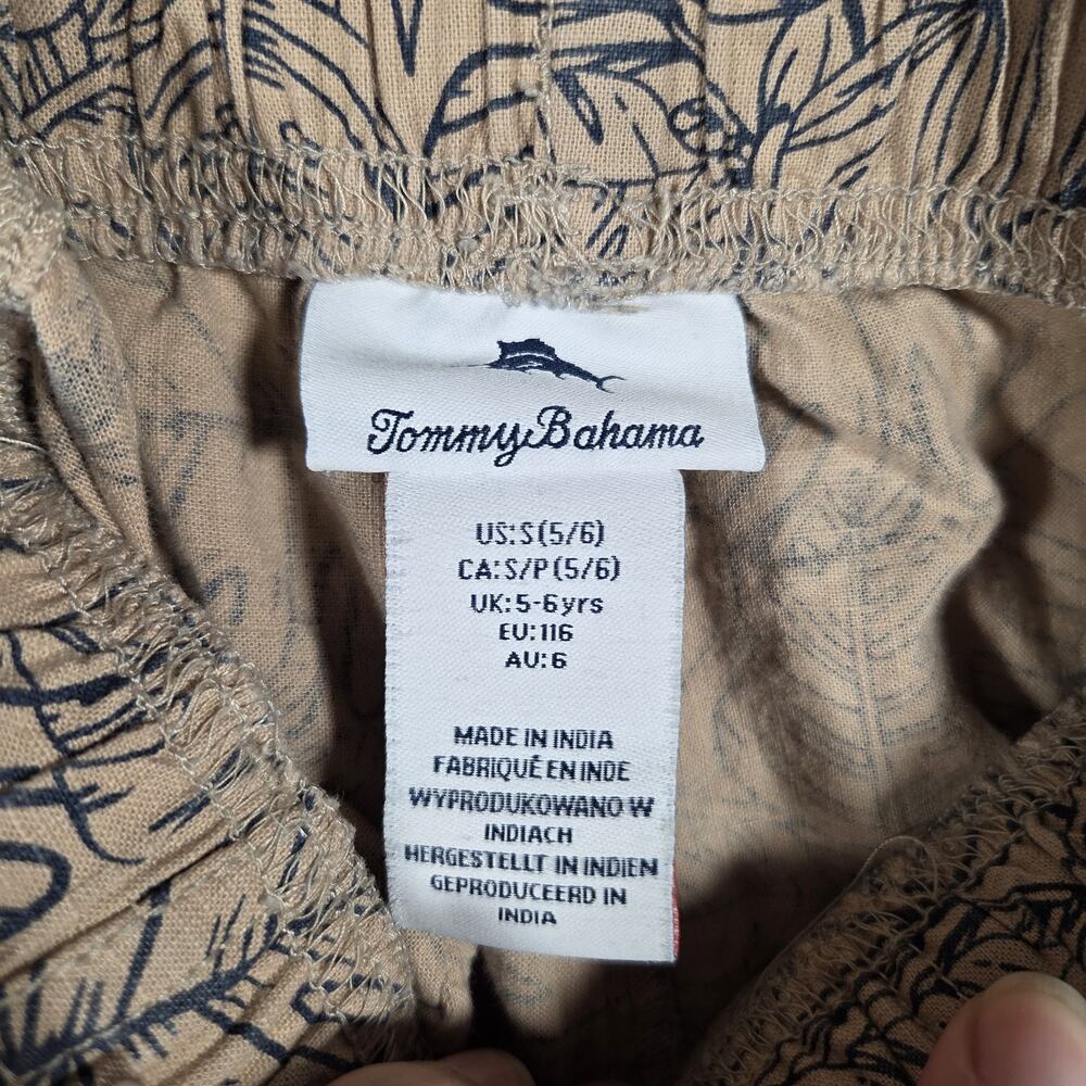 Tommy Bahama Kids Boys Shorts Size 5/6 Tan Tropical Leaf Print Drawstring - Picture 5 of 7